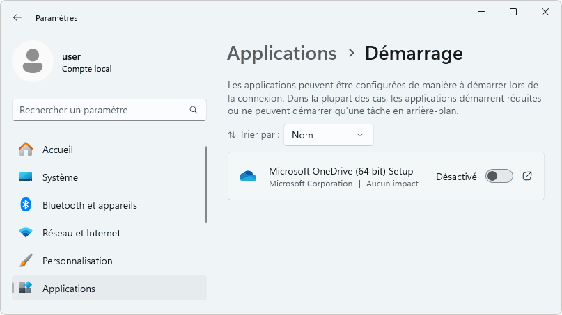 désactiver OneDrive au démarrage de windows