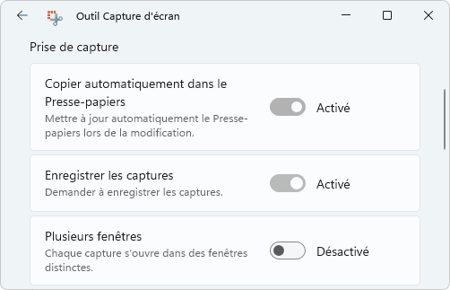 Outils de capture d'écran